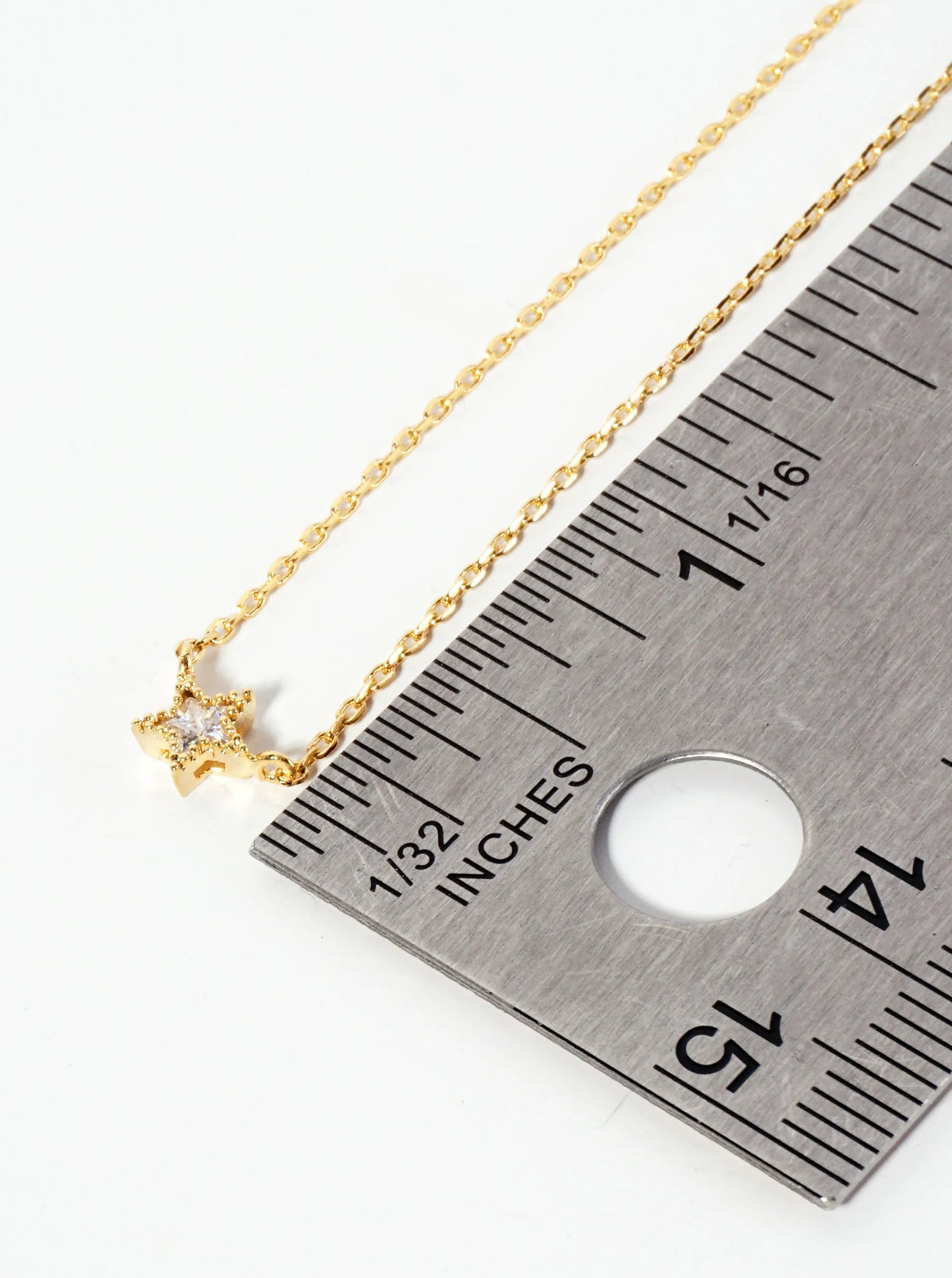 Celestial-theme 18K-Gold-Dipped 5mm Cubic-Zirconia Star Pendant Necklace