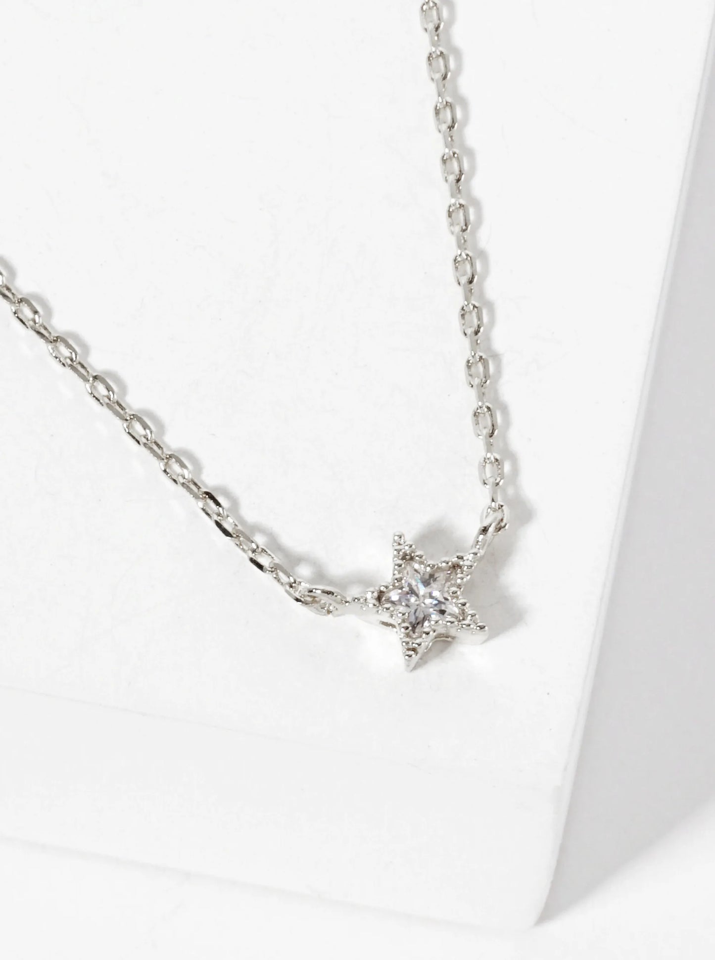 Celestial-theme 18K-Gold-Dipped 5mm Cubic-Zirconia Star Pendant Necklace