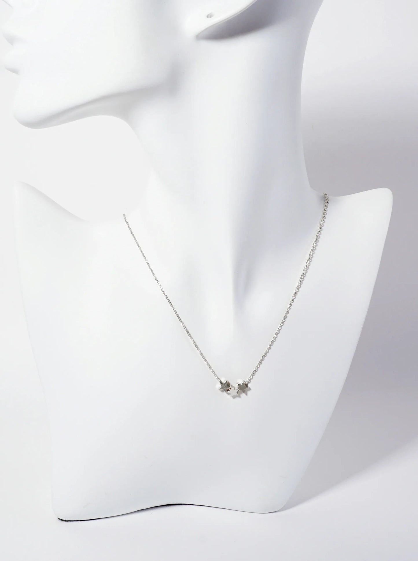 Celestial-theme 18K-Gold-Dipped Brass Brushed-Texture Three Stars Pendant Necklace
