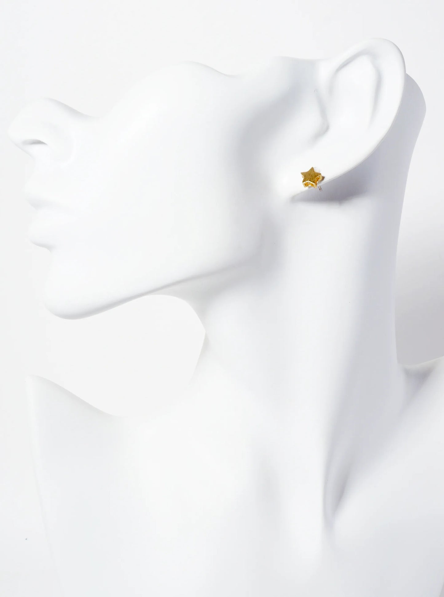 Celestial-theme 18K-Gold-Dipped Brushed-Texture Brass Star And Moon Stud Earrings