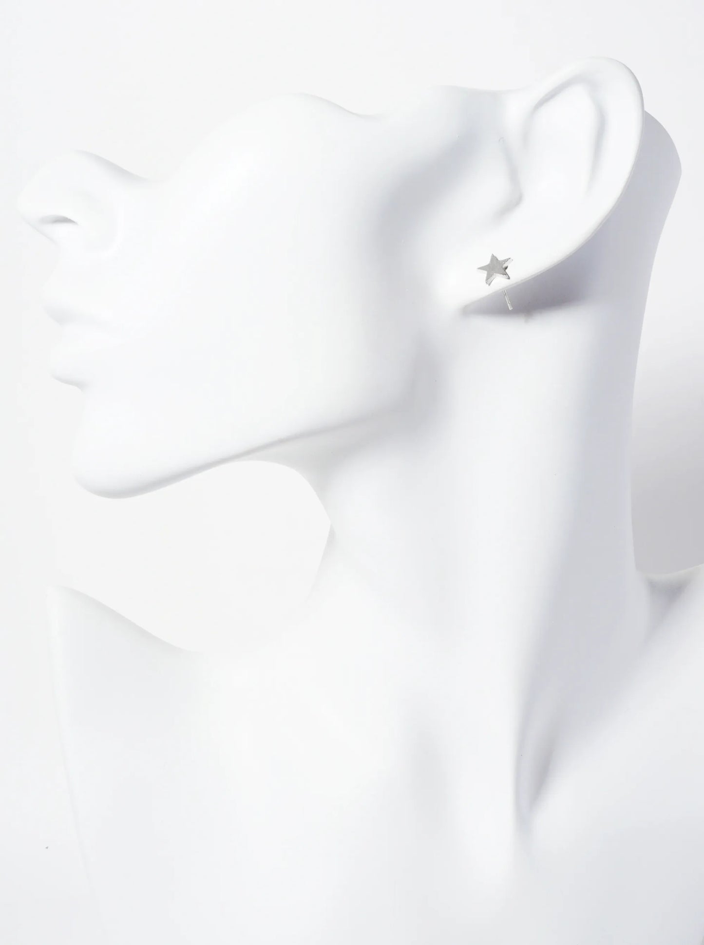 Celestial-theme Brass Brushed-texture Moon And Star 18K-Gold-Dipped Stud Earrings
