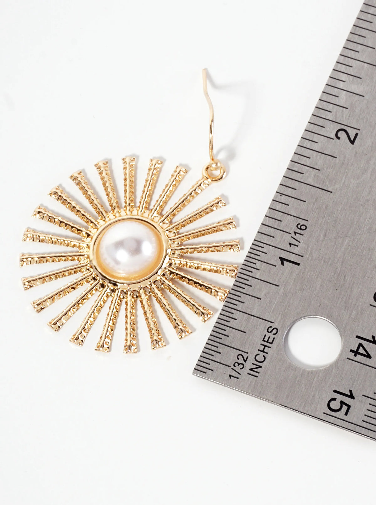 Celestial-theme Textured Starburst Pearl Drop Dangle Earrings