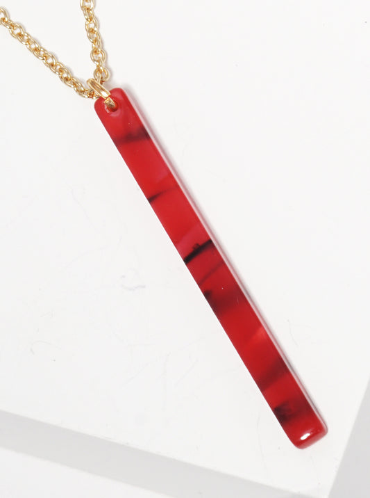 Cellulose Acetate Rectangle Bar Pendant Necklace