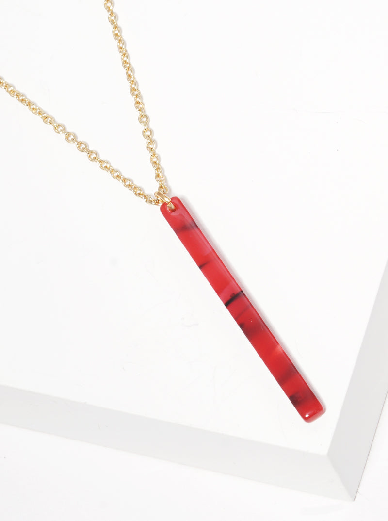 Cellulose Acetate Rectangle Bar Pendant Necklace