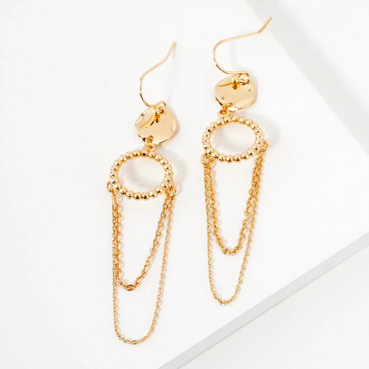 Chain Drop Double Circle Dangle Earrings