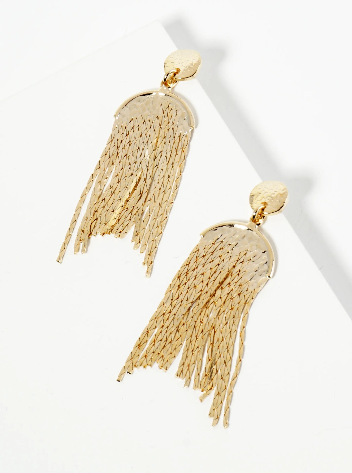 Chain-Link Geometric Drop Post Earrings