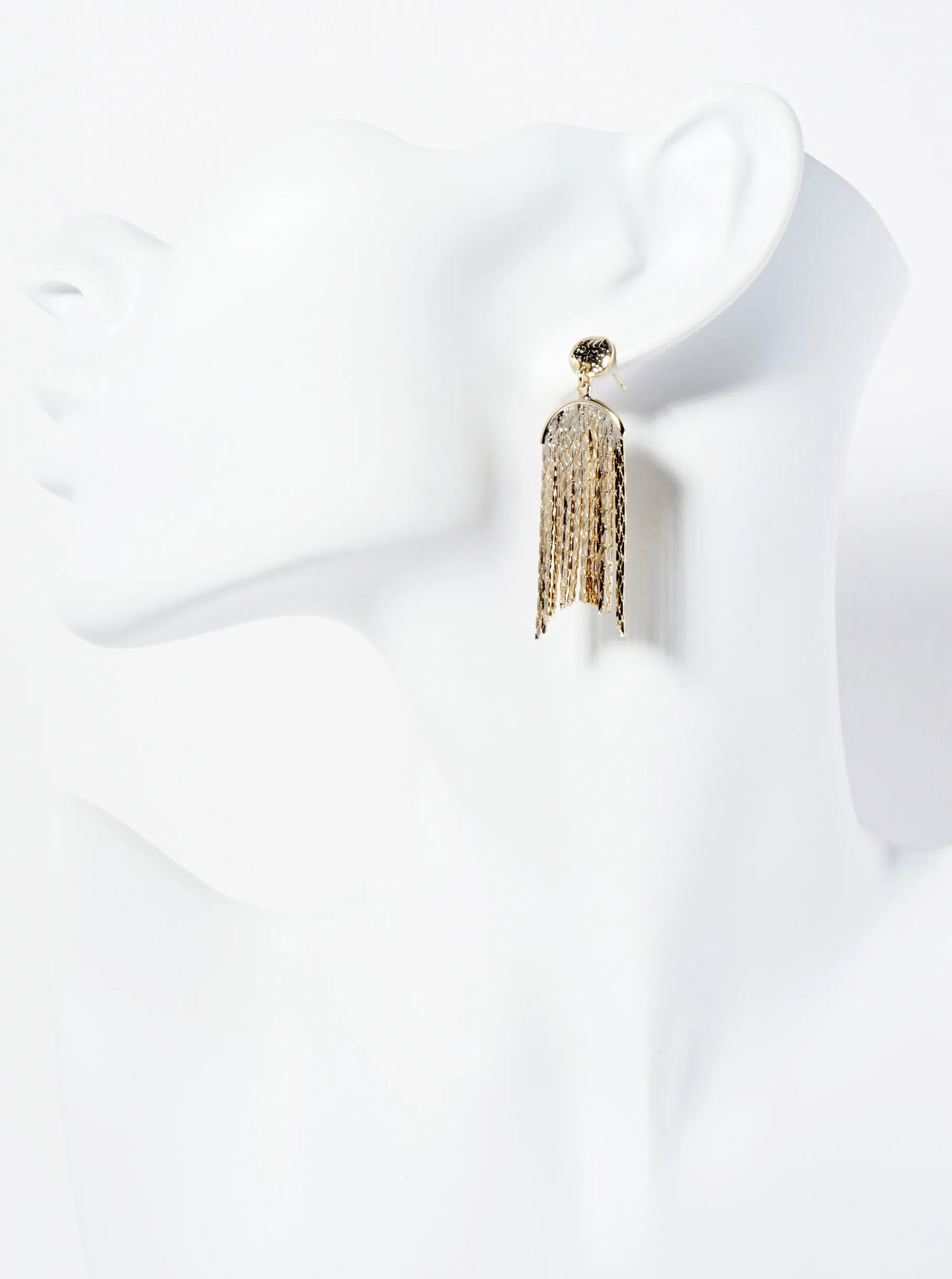 Chain-Link Geometric Drop Post Earrings