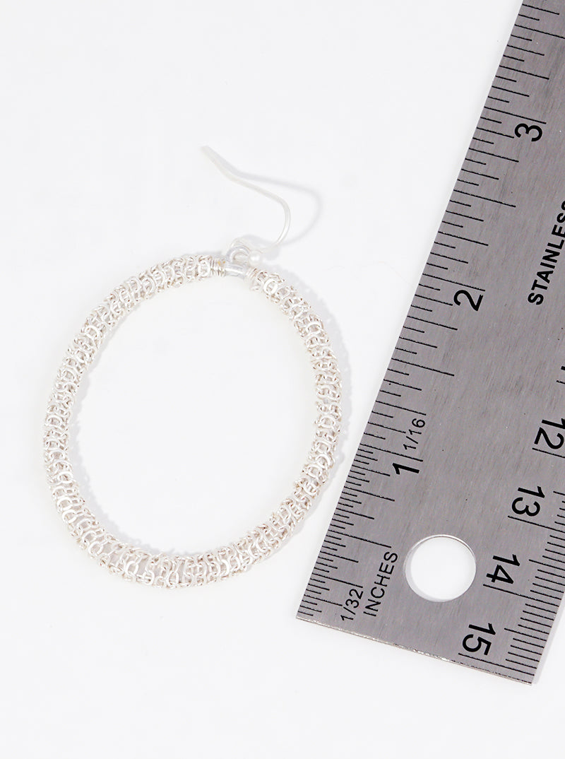 Chain Wrapped Metal Oval Dangle Earrings