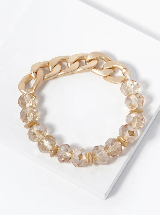 Chain And Glass Beaded Stretch Bracelet