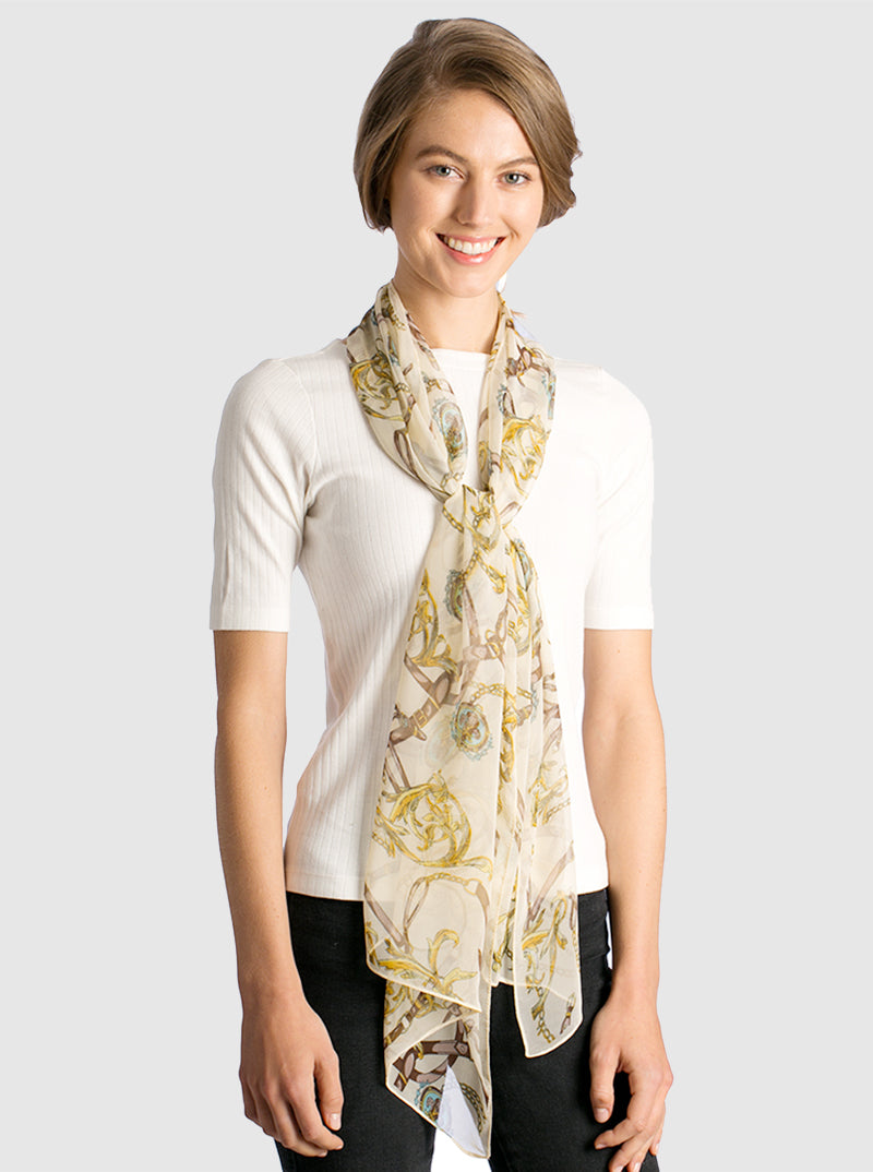 Chain Patterned Lightwheight Chiffon Oblong Scarf