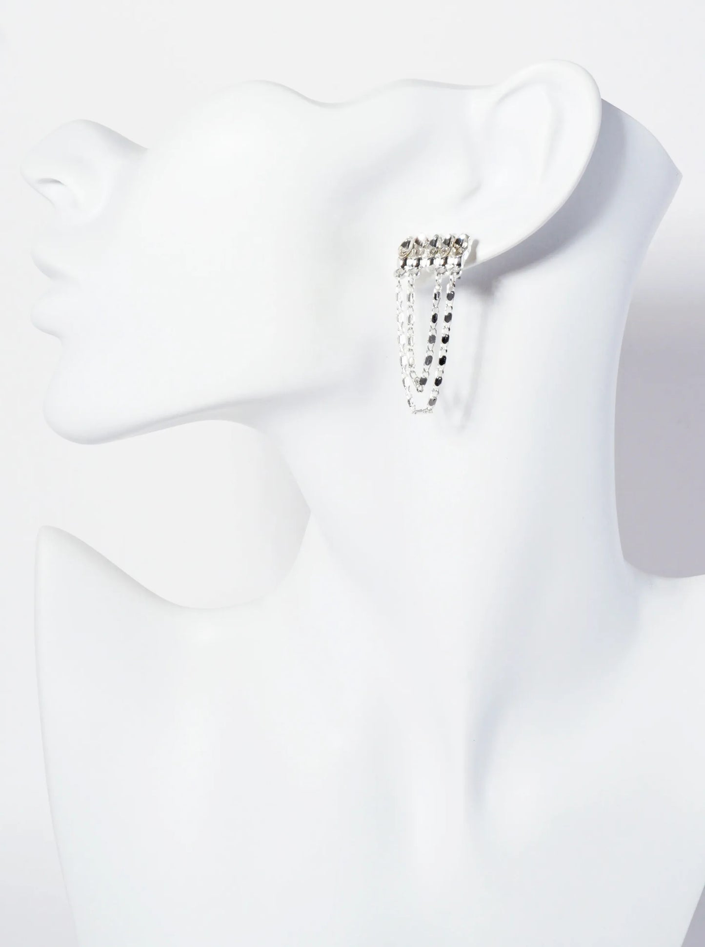 Chandelier Earrings With Marquise-Shaped Crystals And Hanging Chains
