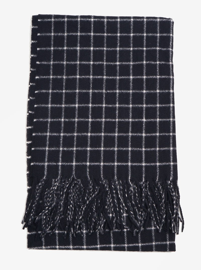 Check Plaid Tartan Fringe Oblong Scarf