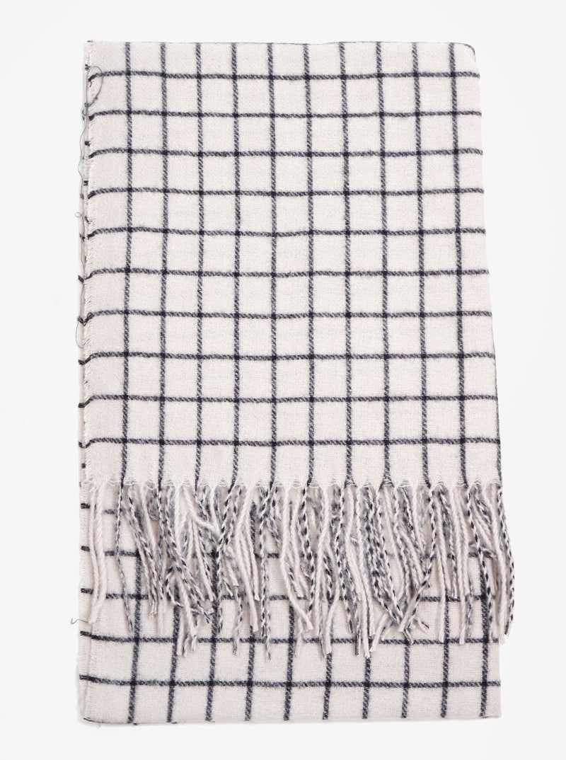 Check Plaid Tartan Fringe Oblong Scarf