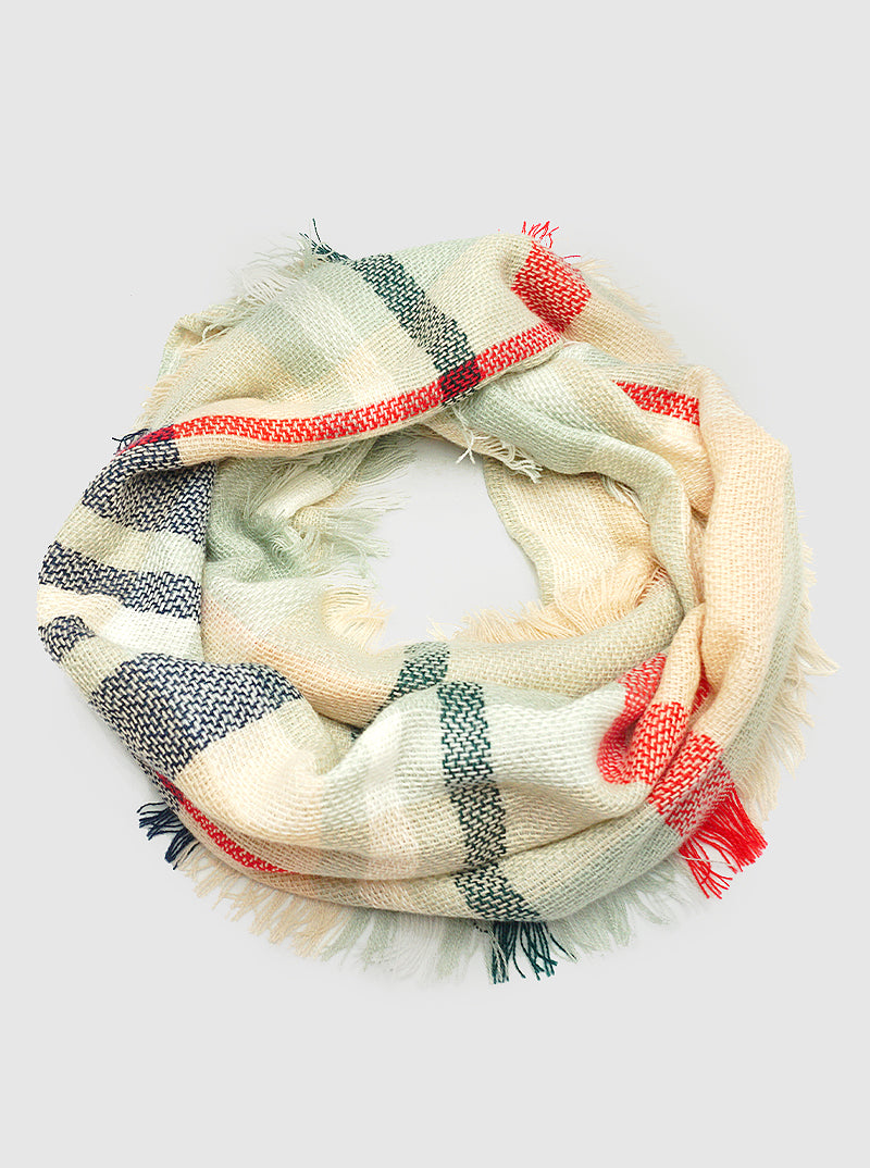 Checker Plaid Multi Color Double Loop Infinity Scarf