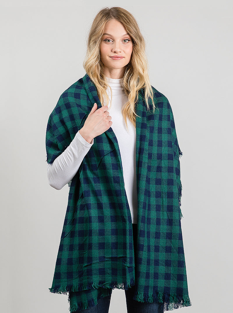 Checkered Grid Oblong Scarf