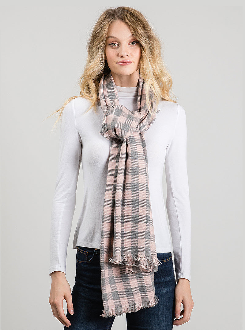 Checkered Grid Oblong Winter Scarf