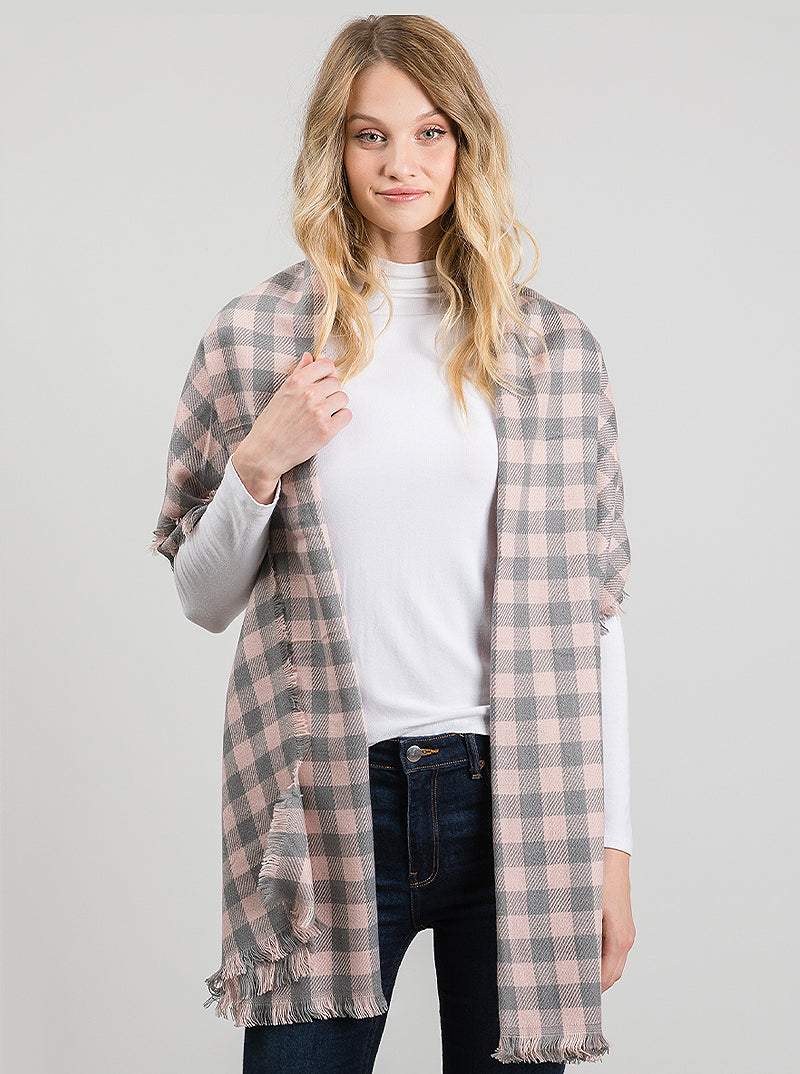 Checkered Grid Oblong Winter Scarf