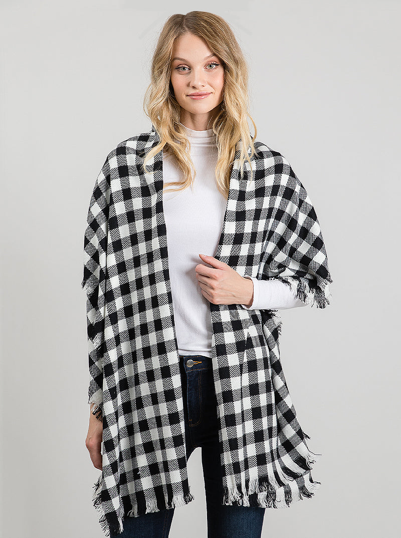 Checkered Grid Oblong Winter Scarf