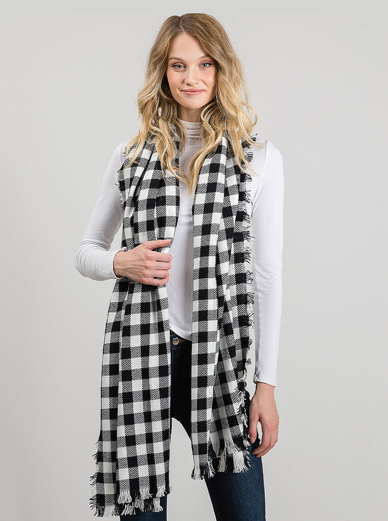 Checkered Grid Oblong Winter Scarf