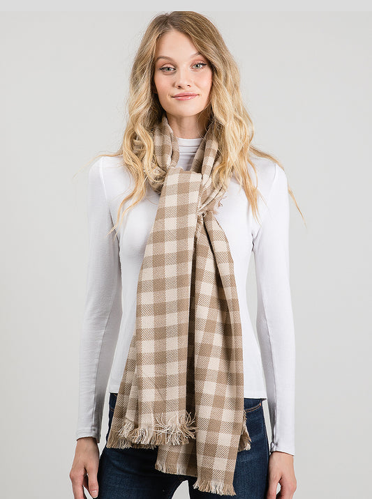 Checkered Grid Oblong Winter Scarf