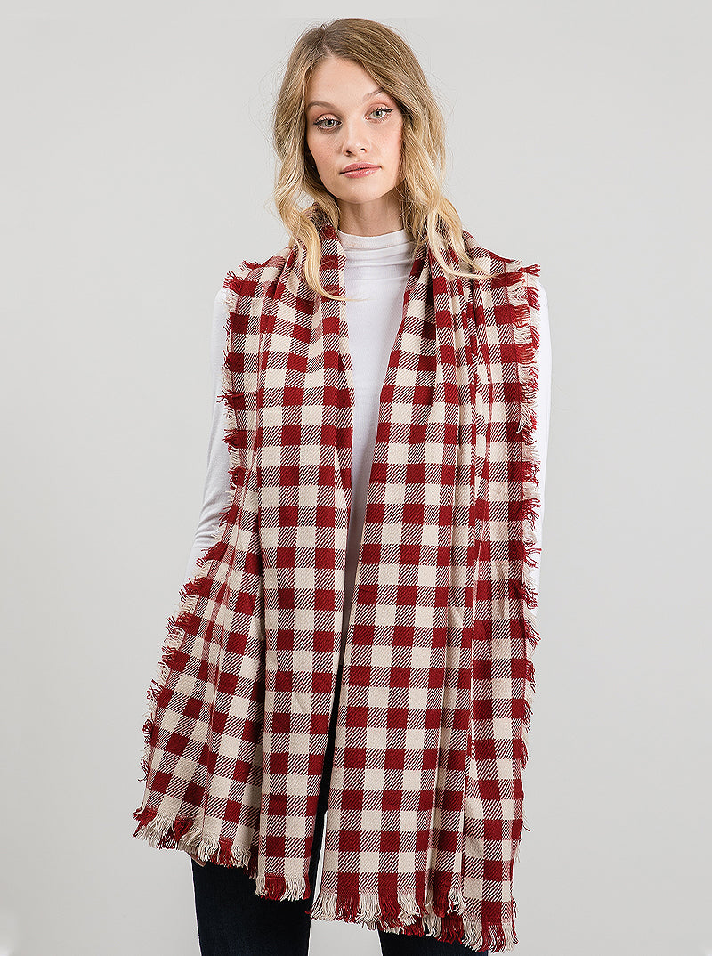 Checkered Grid Oblong Winter Scarf