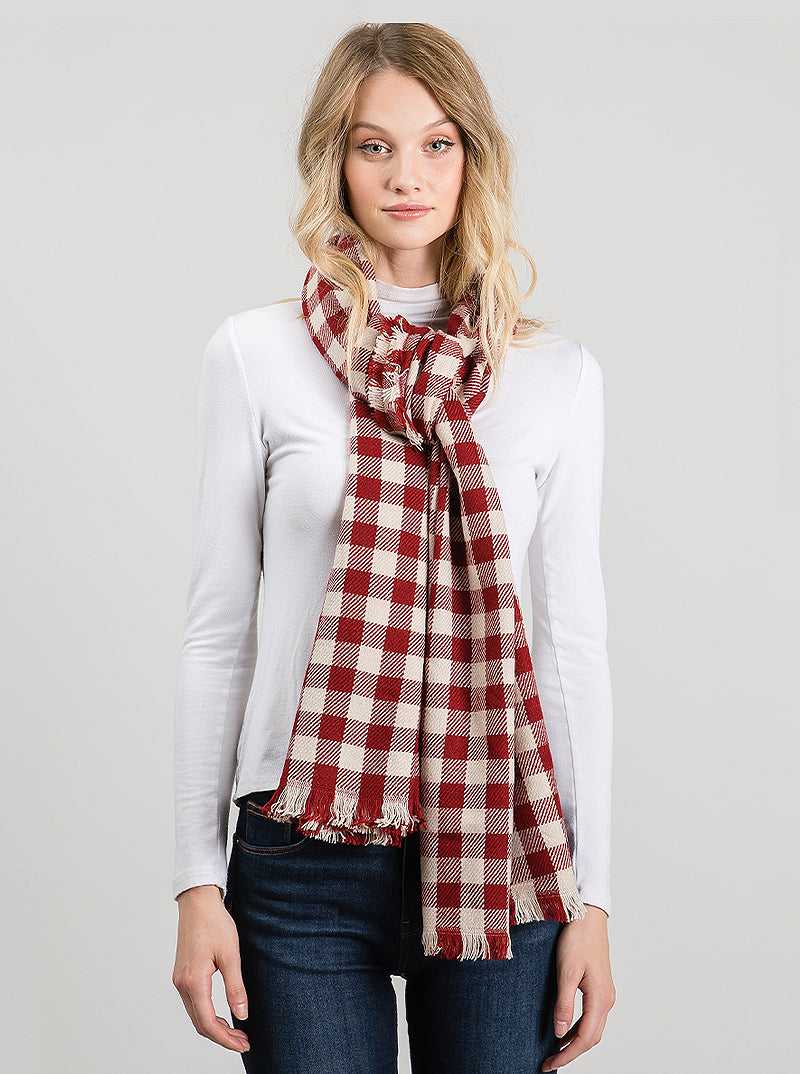 Checkered Grid Oblong Winter Scarf
