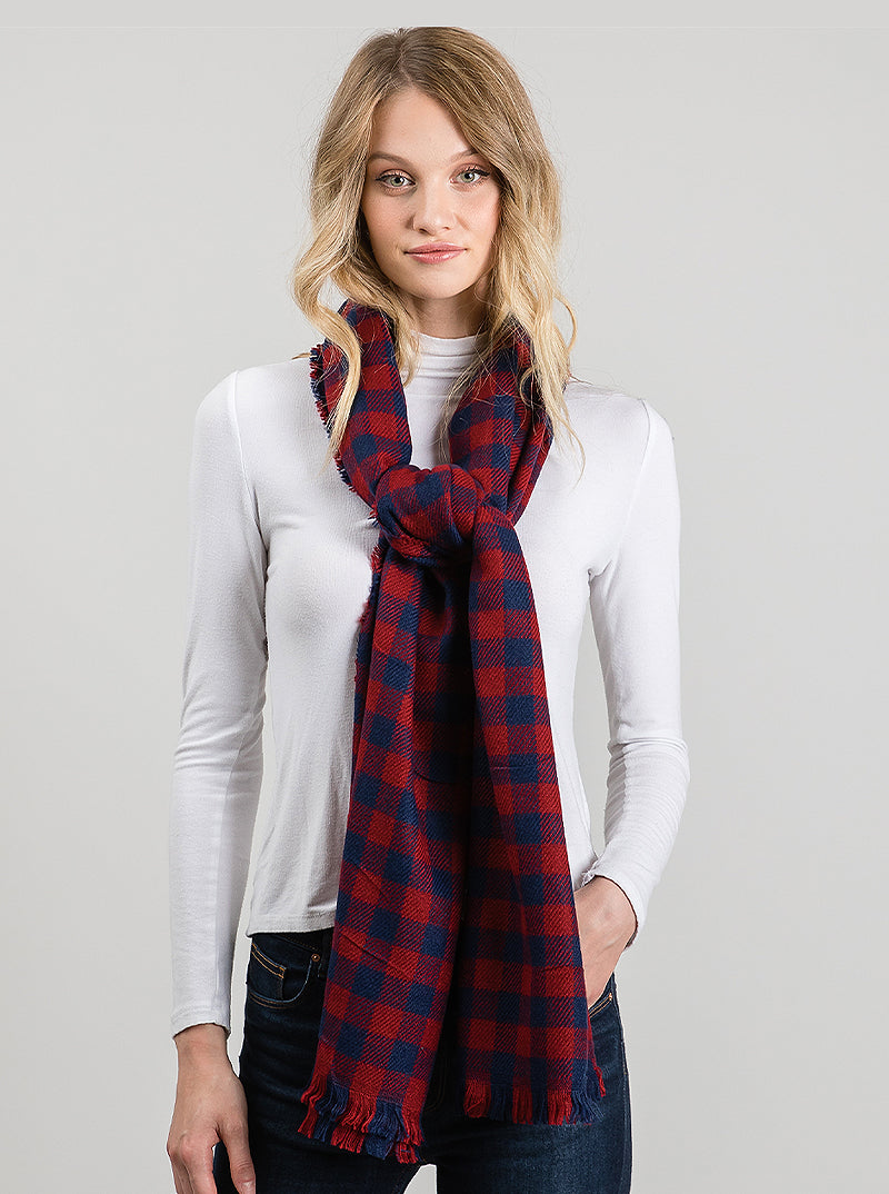 Checkered Grid Oblong Winter Scarf