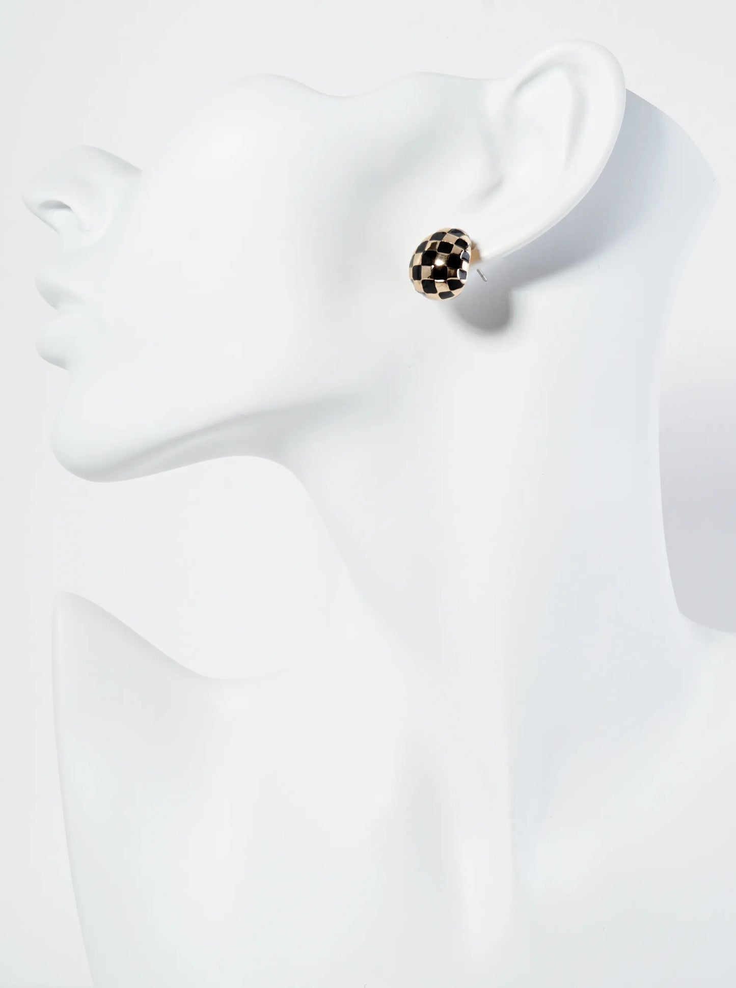 Checkered Pattern 15mm Stud Earrings