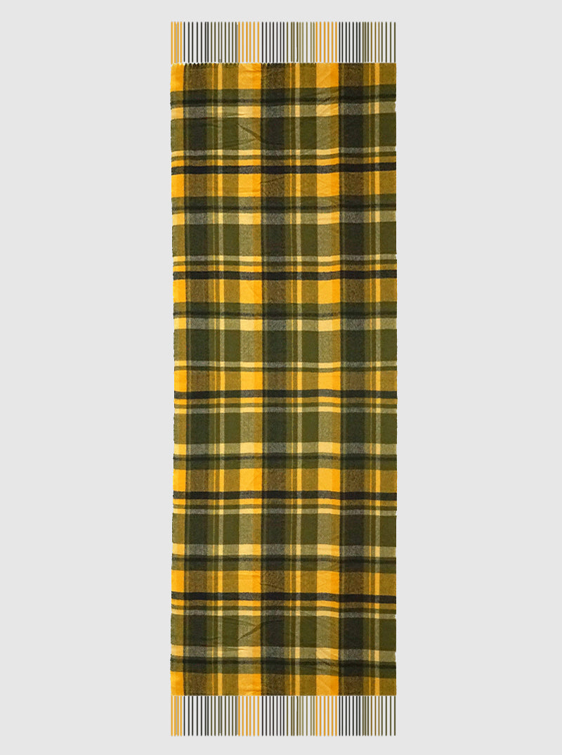 Checkered Plaid Fringe Oblong Scarf