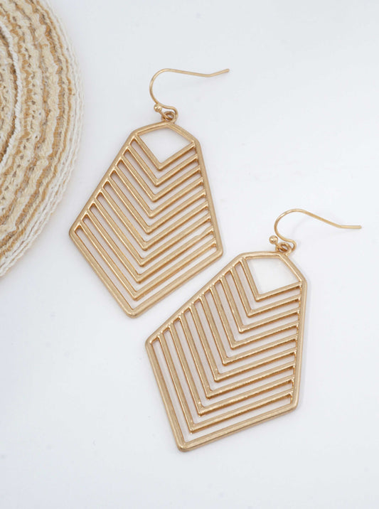 Chevron Layered Brushed Dangle Drop Earrings
