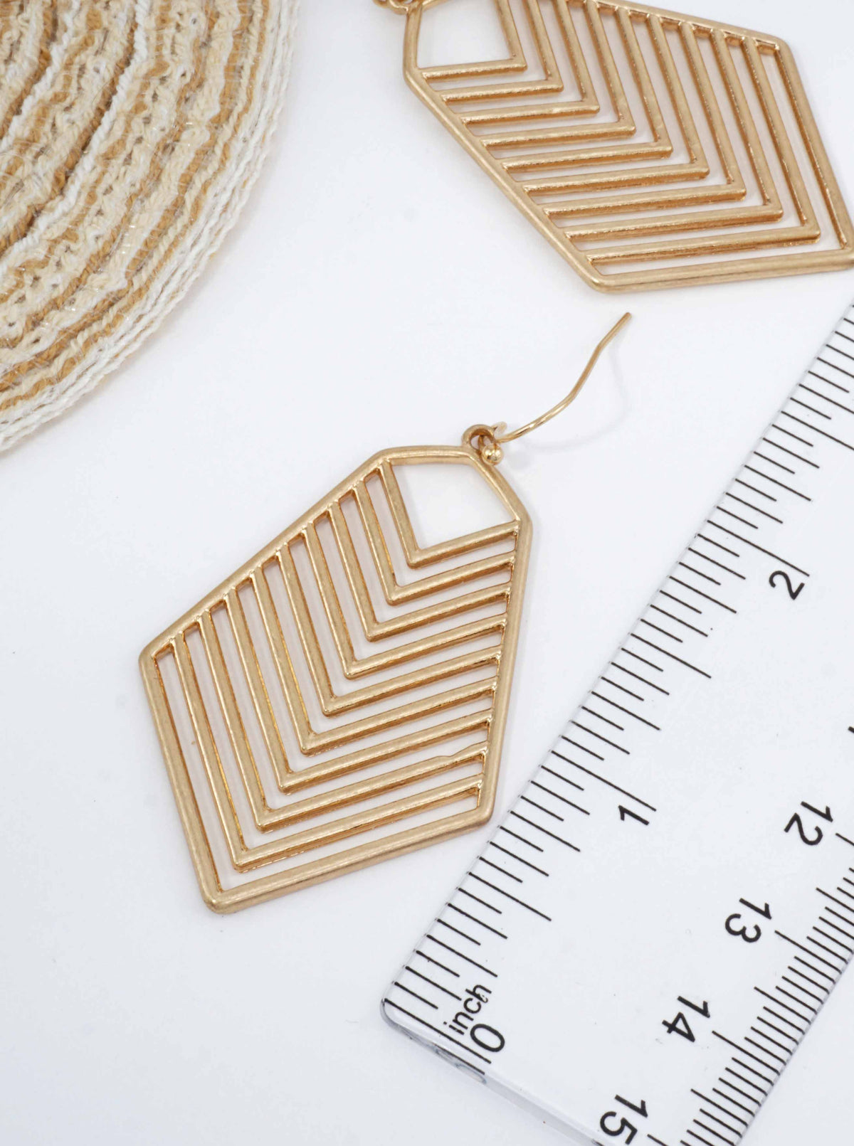 Chevron Layered Brushed Dangle Drop Earrings