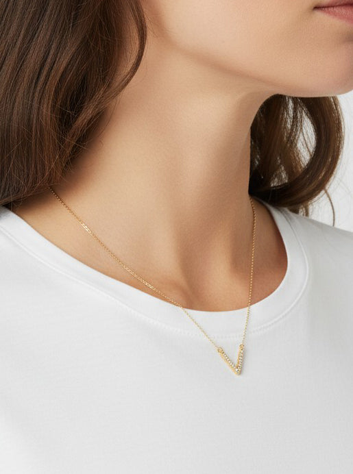 Chevron Pave Pendant Necklace