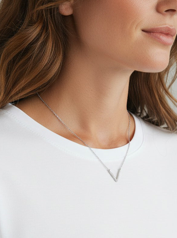 Chevron Pave Pendant Necklace