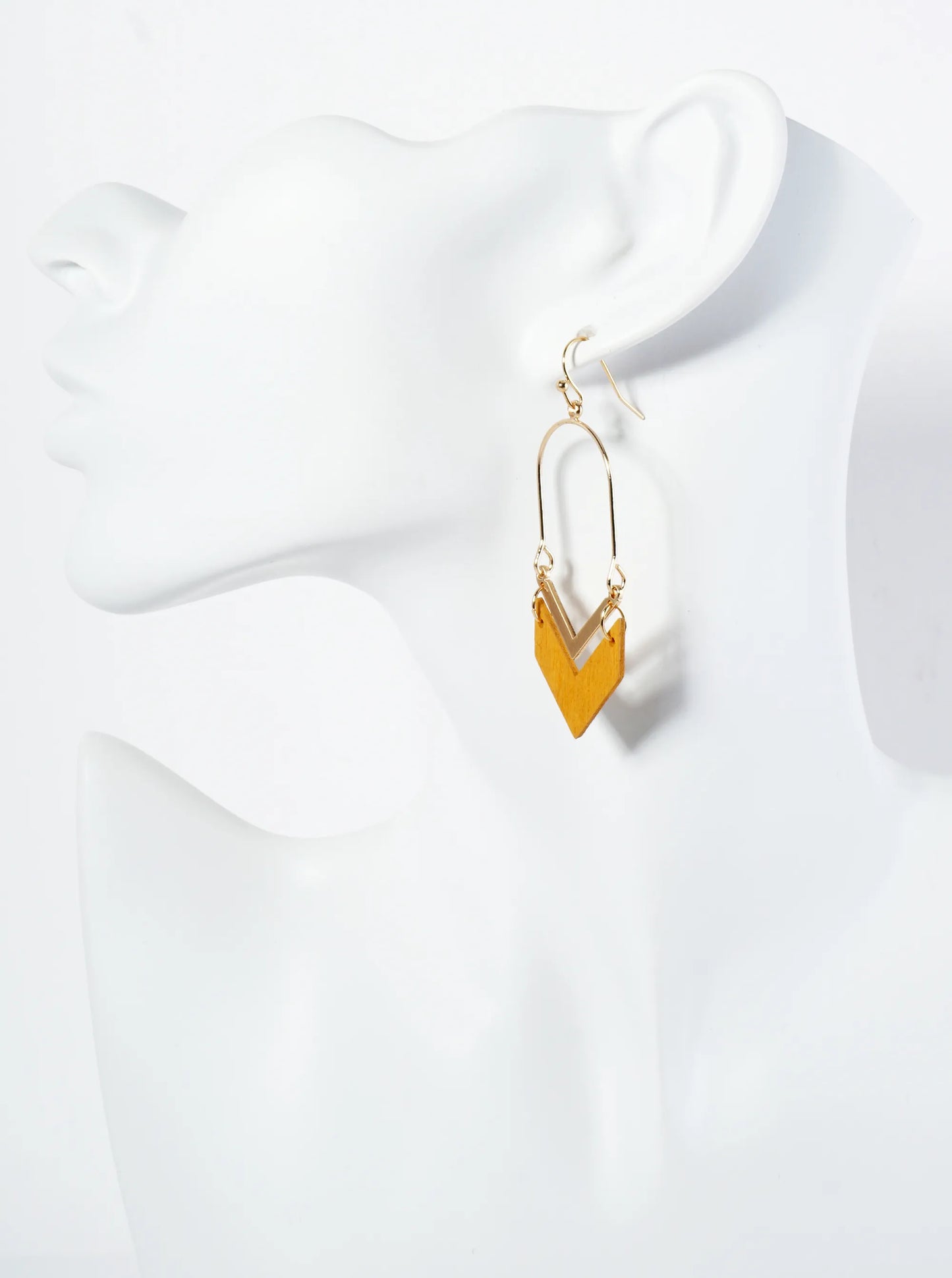 Chevron-Shaped Wooden Dangle Earrings In Fall Colors