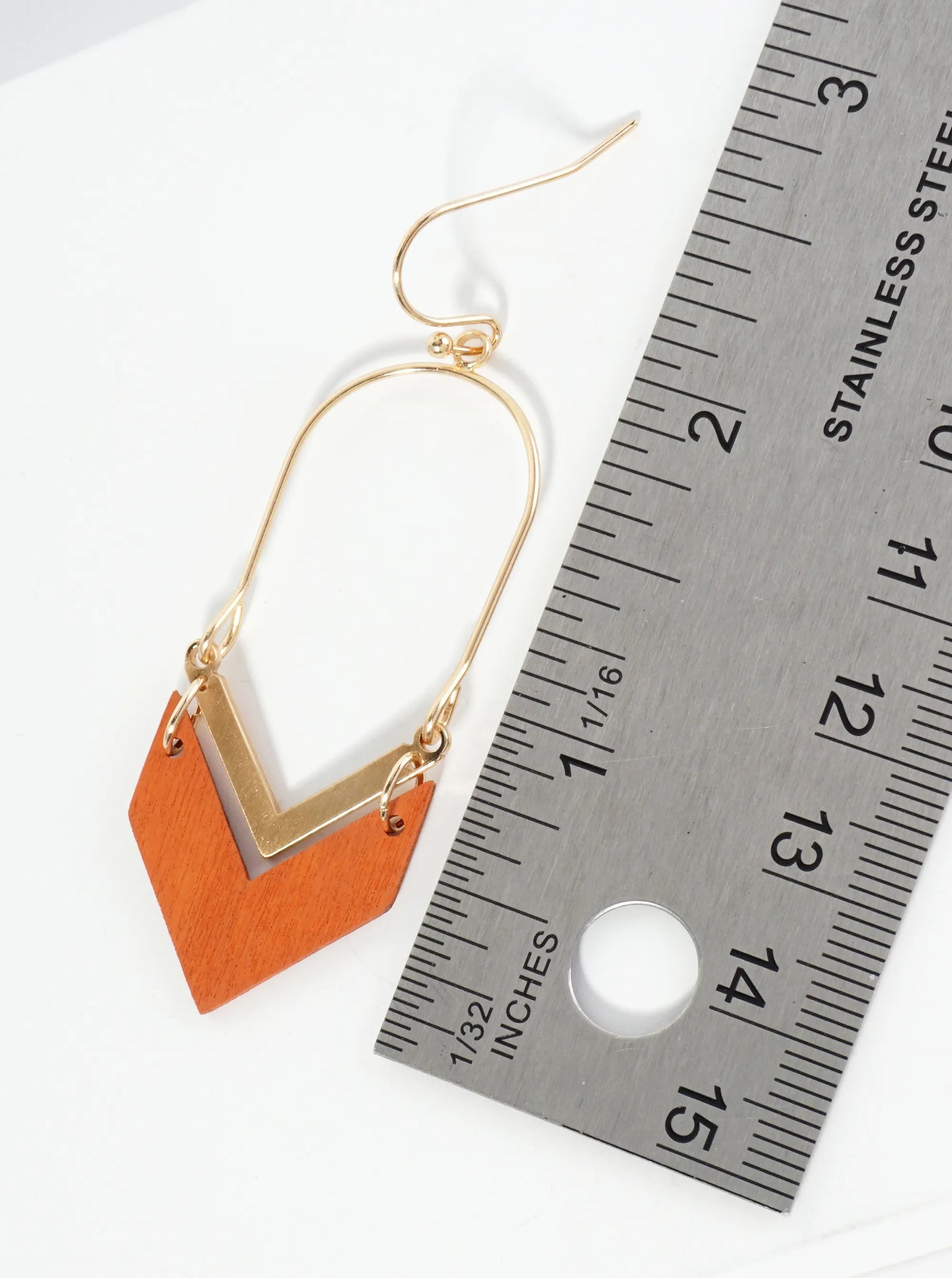 Chevron-Shaped Wooden Dangle Earrings In Fall Colors