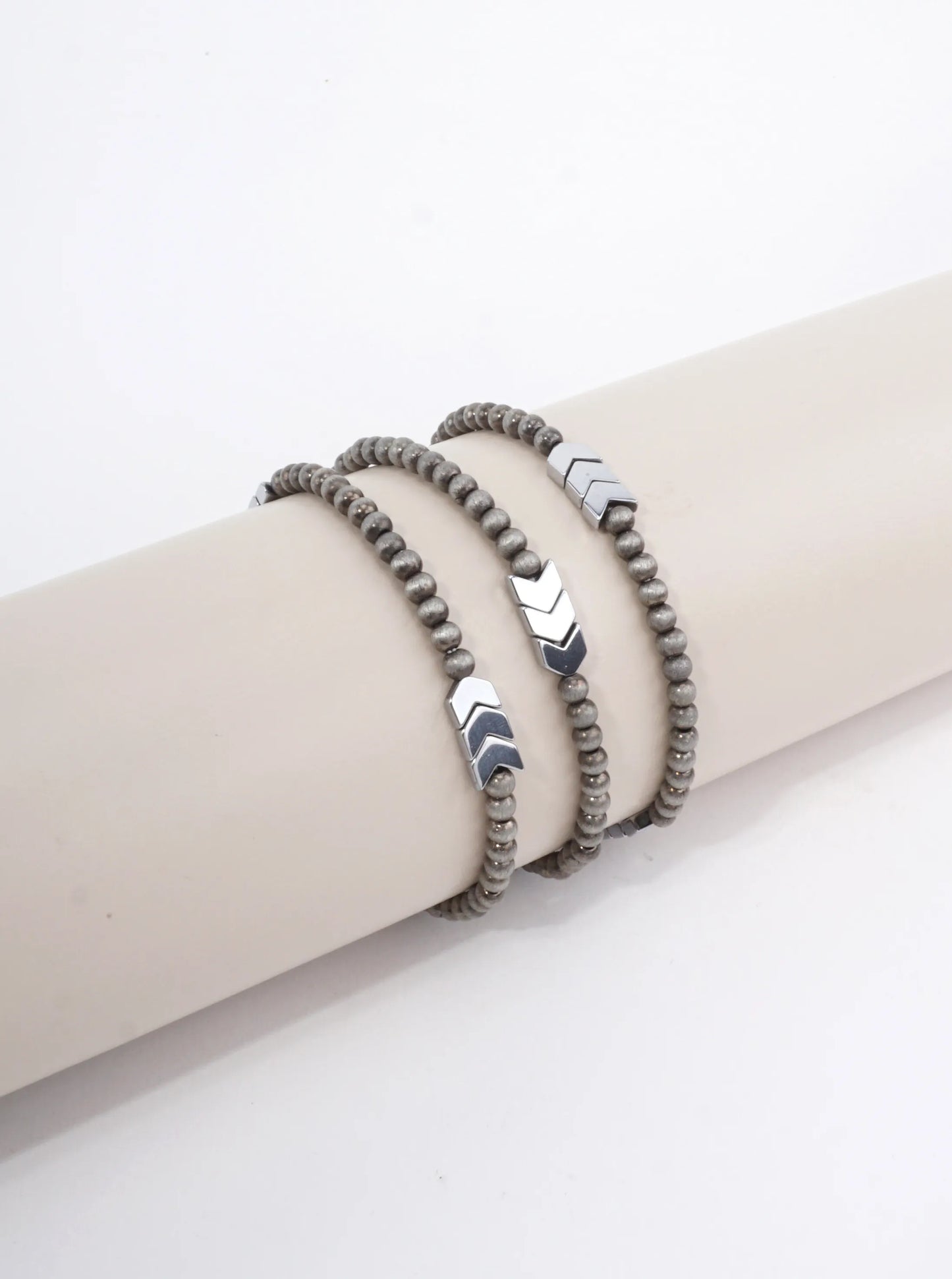 Chevron Stretch Hematite Bracelet