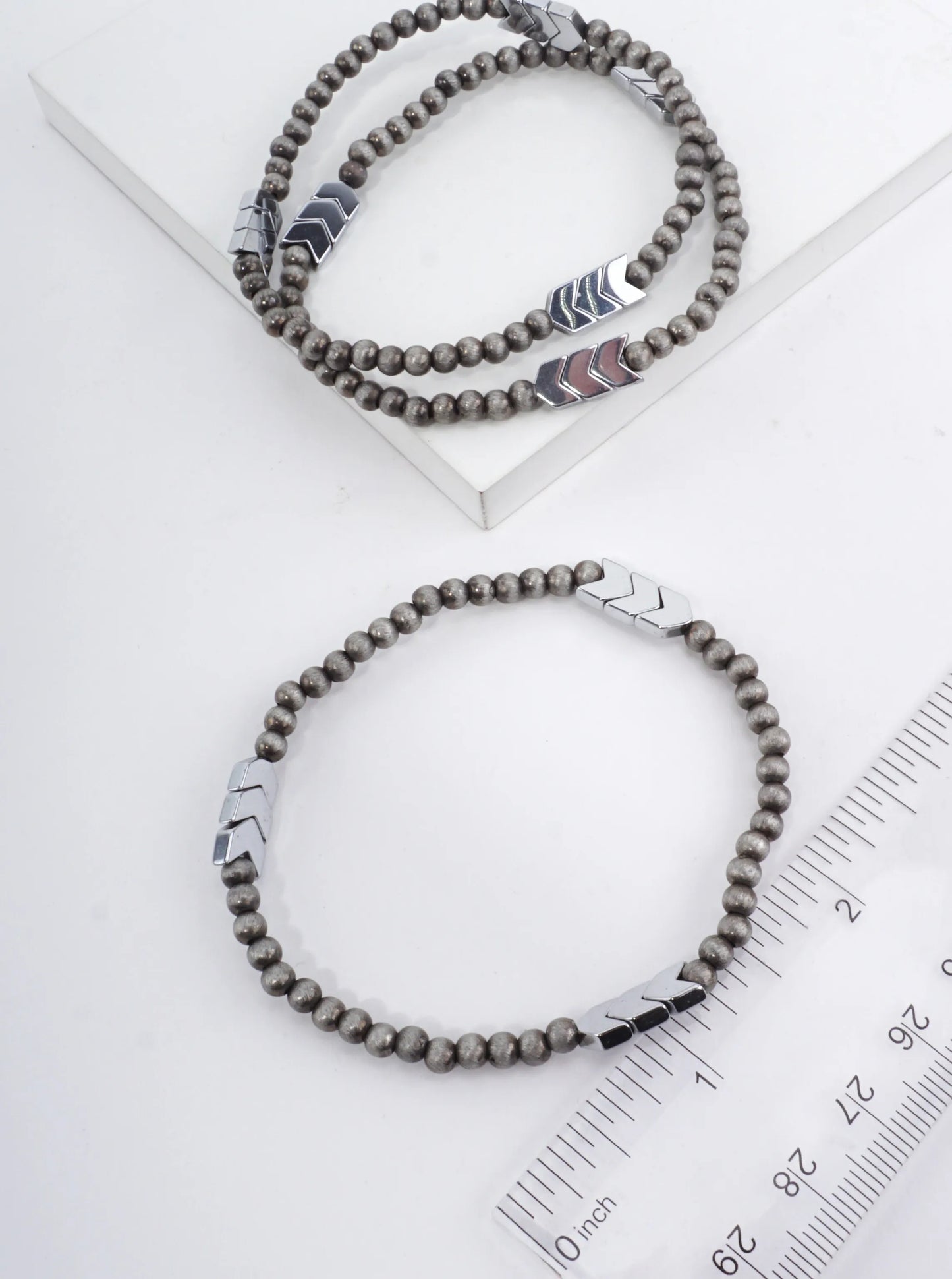 Chevron Stretch Hematite Bracelet