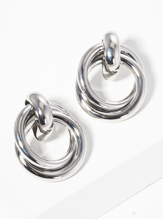 Chic Metal Interlocking Doorknocker Post Earrings