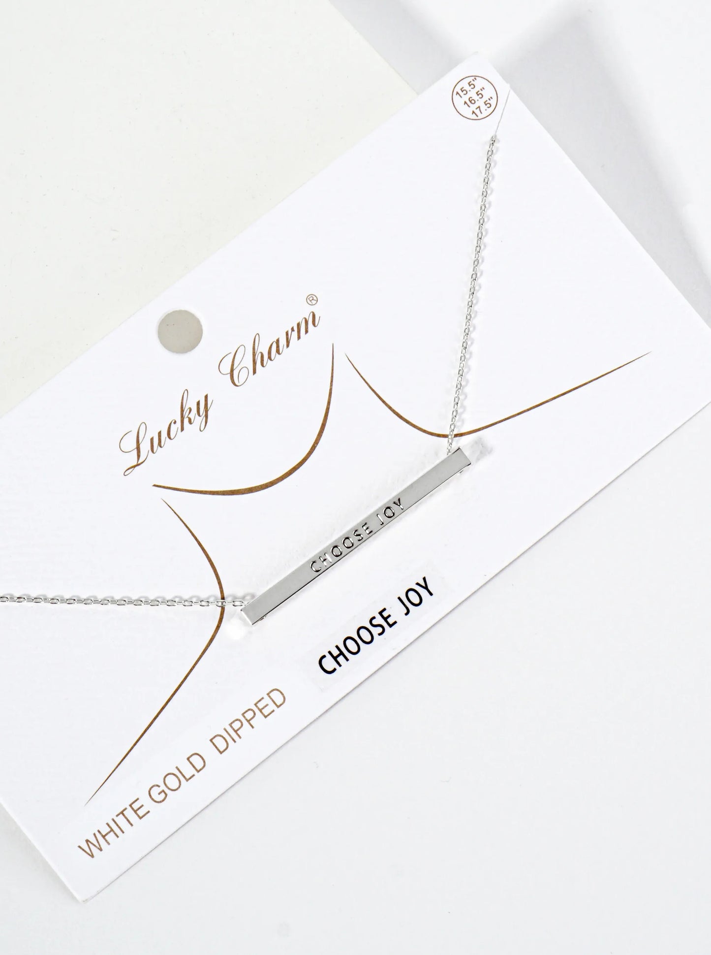 Choose Joy Engraved 18K Gold Dipped Horizontal Brass Bar Pendant Inspirational Necklace