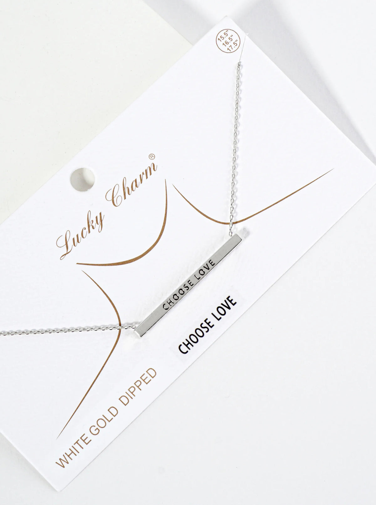 Choose Love Engraved 18K Gold Dipped Horizontal Brass Bar Pendant Inspirational Necklace