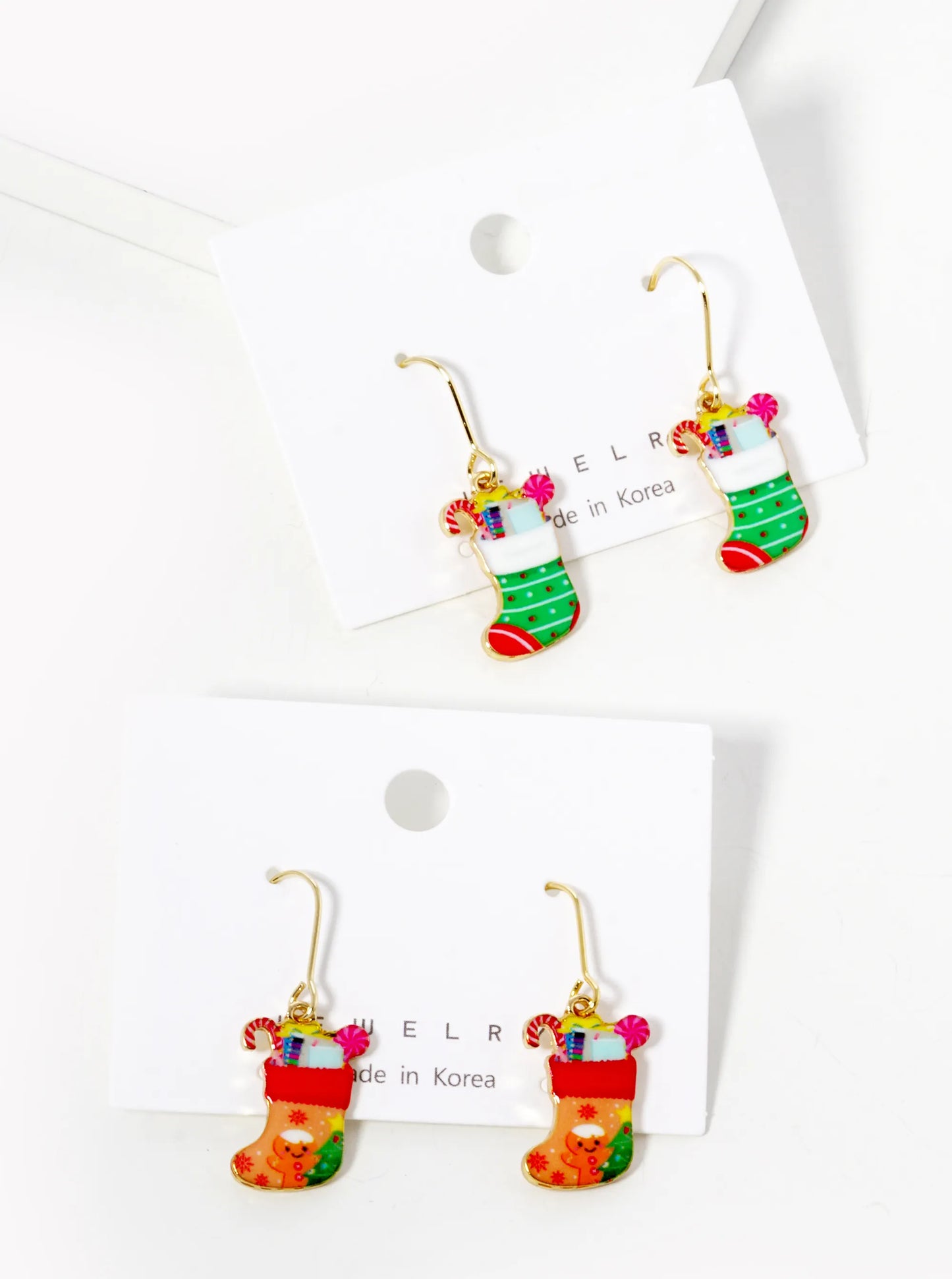 Christmas Stocking Dangle Drop Earrings