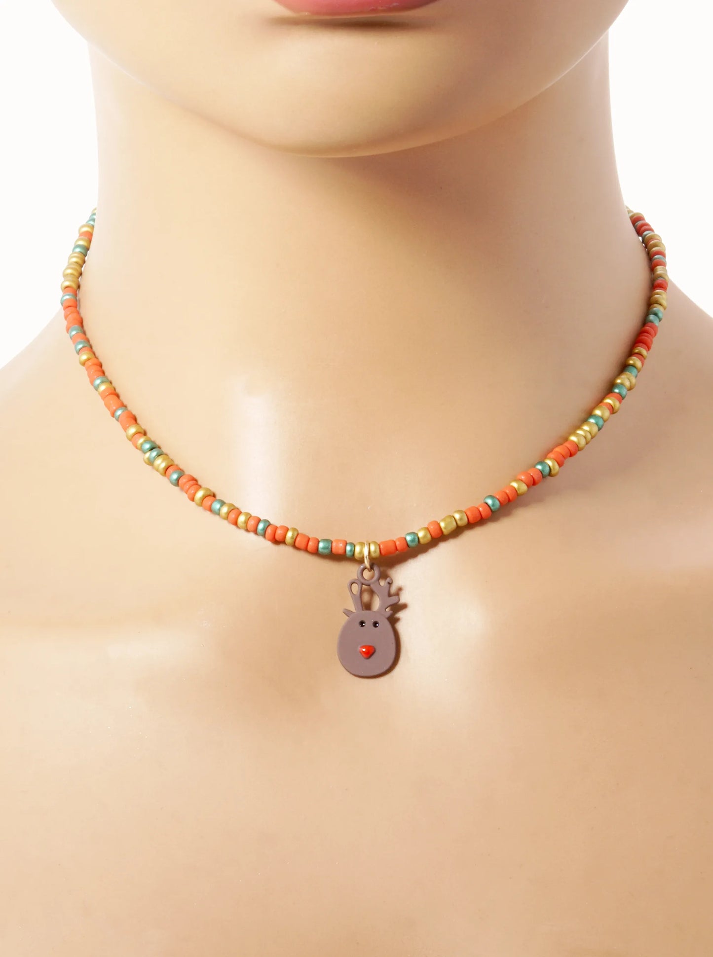 Christmas Themed Pendant Beaded Necklace