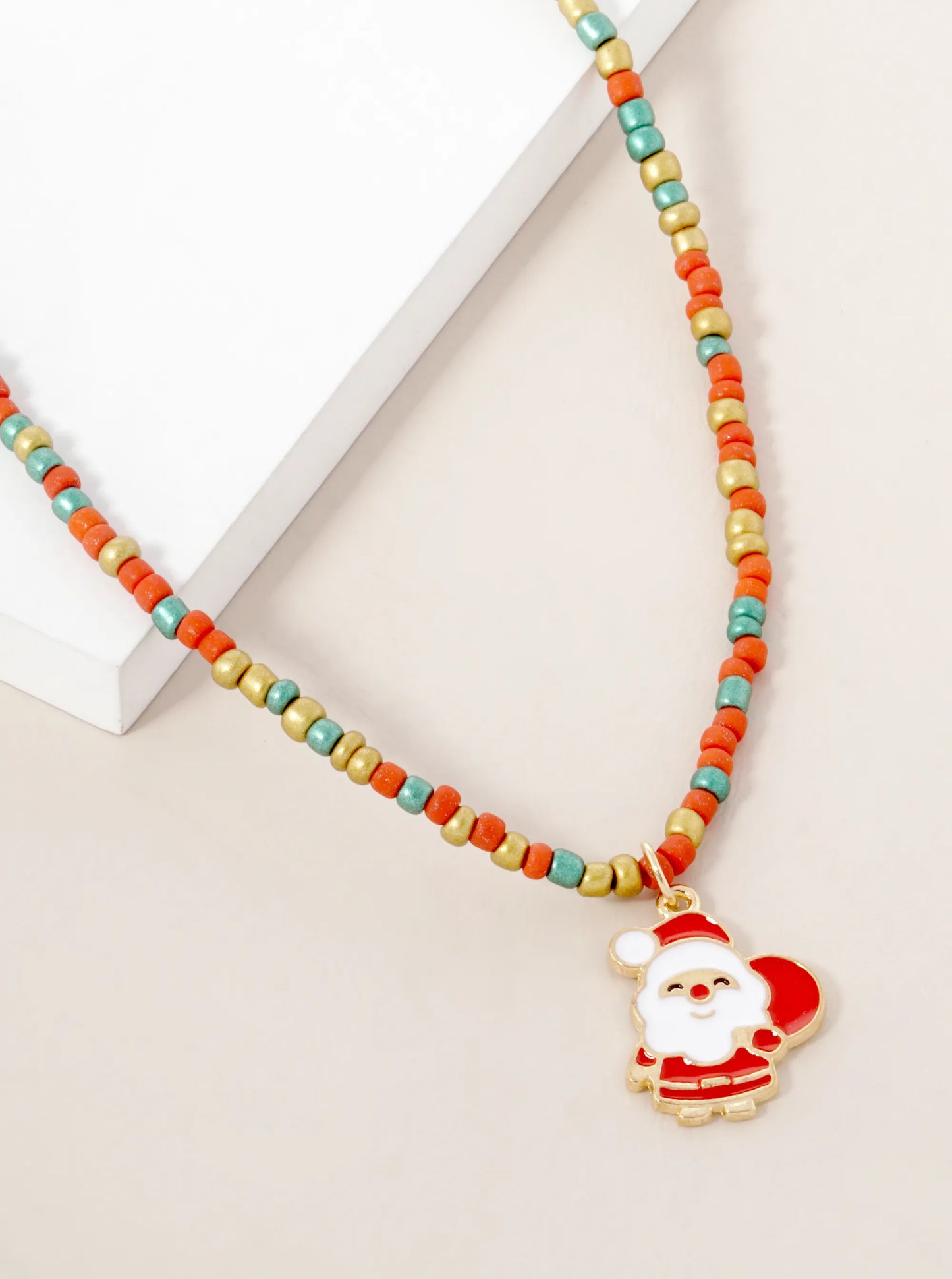 Christmas Themed Pendant Beaded Necklace