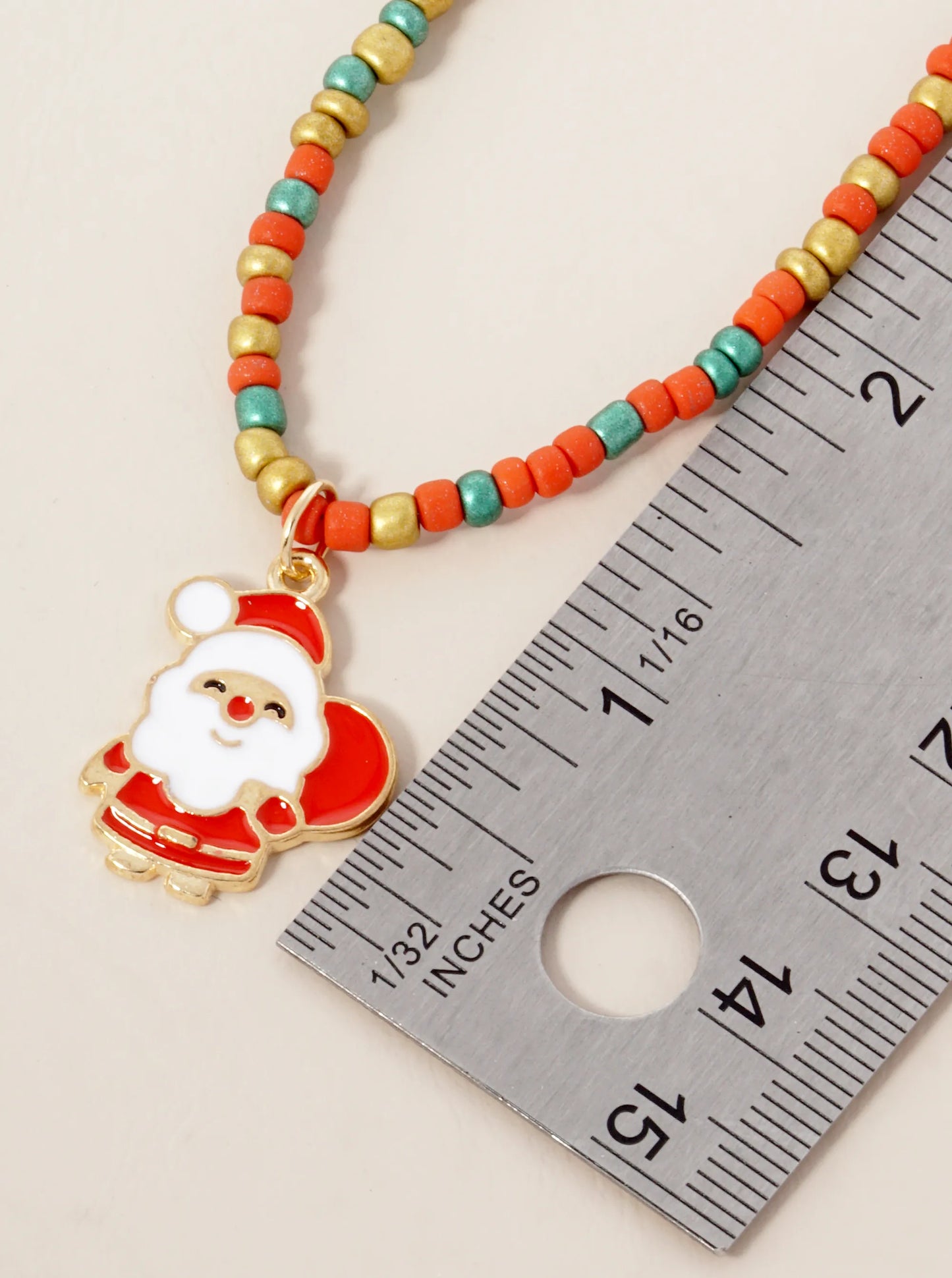 Christmas Themed Pendant Beaded Necklace
