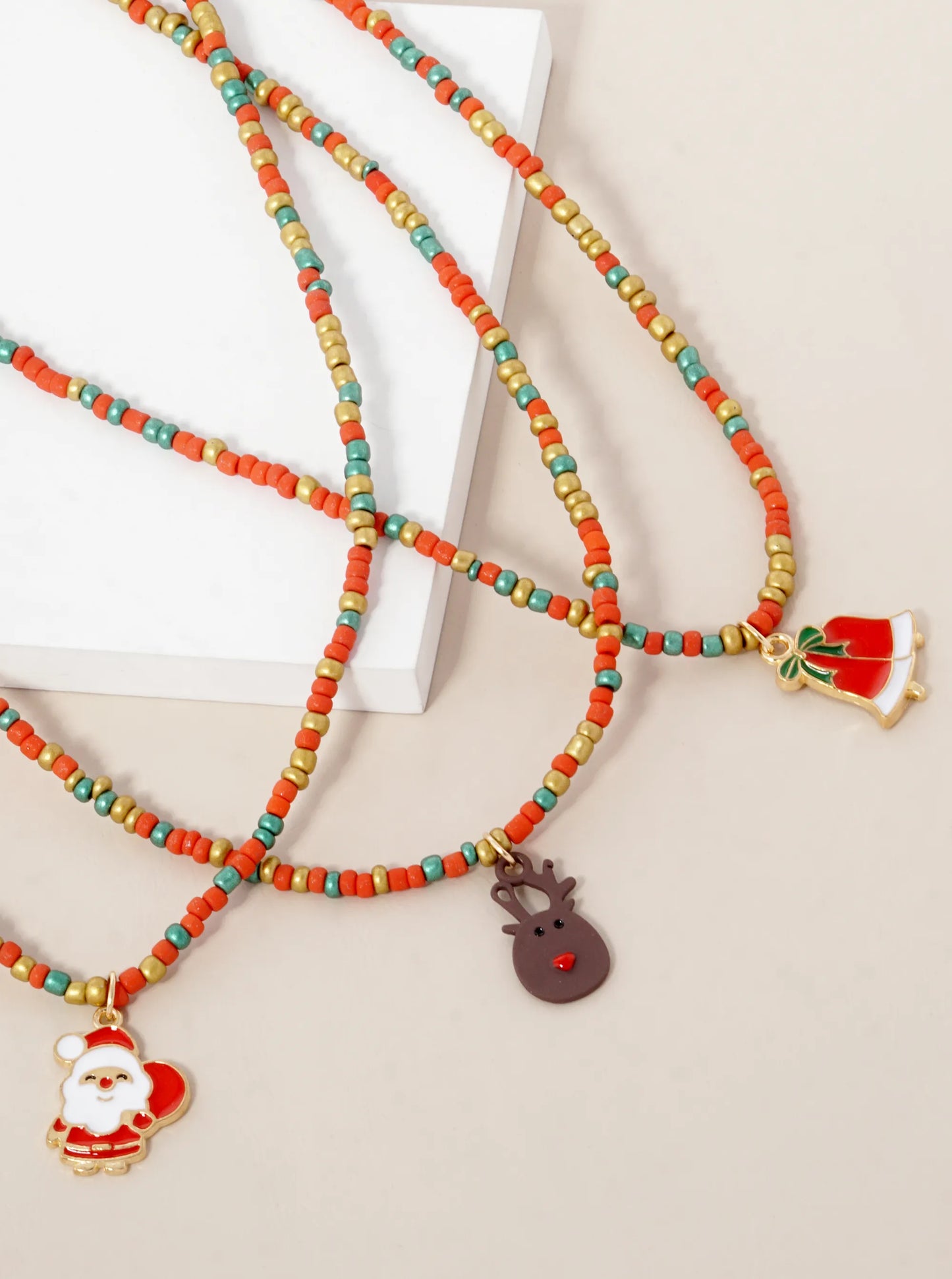 Christmas Themed Pendant Beaded Necklace