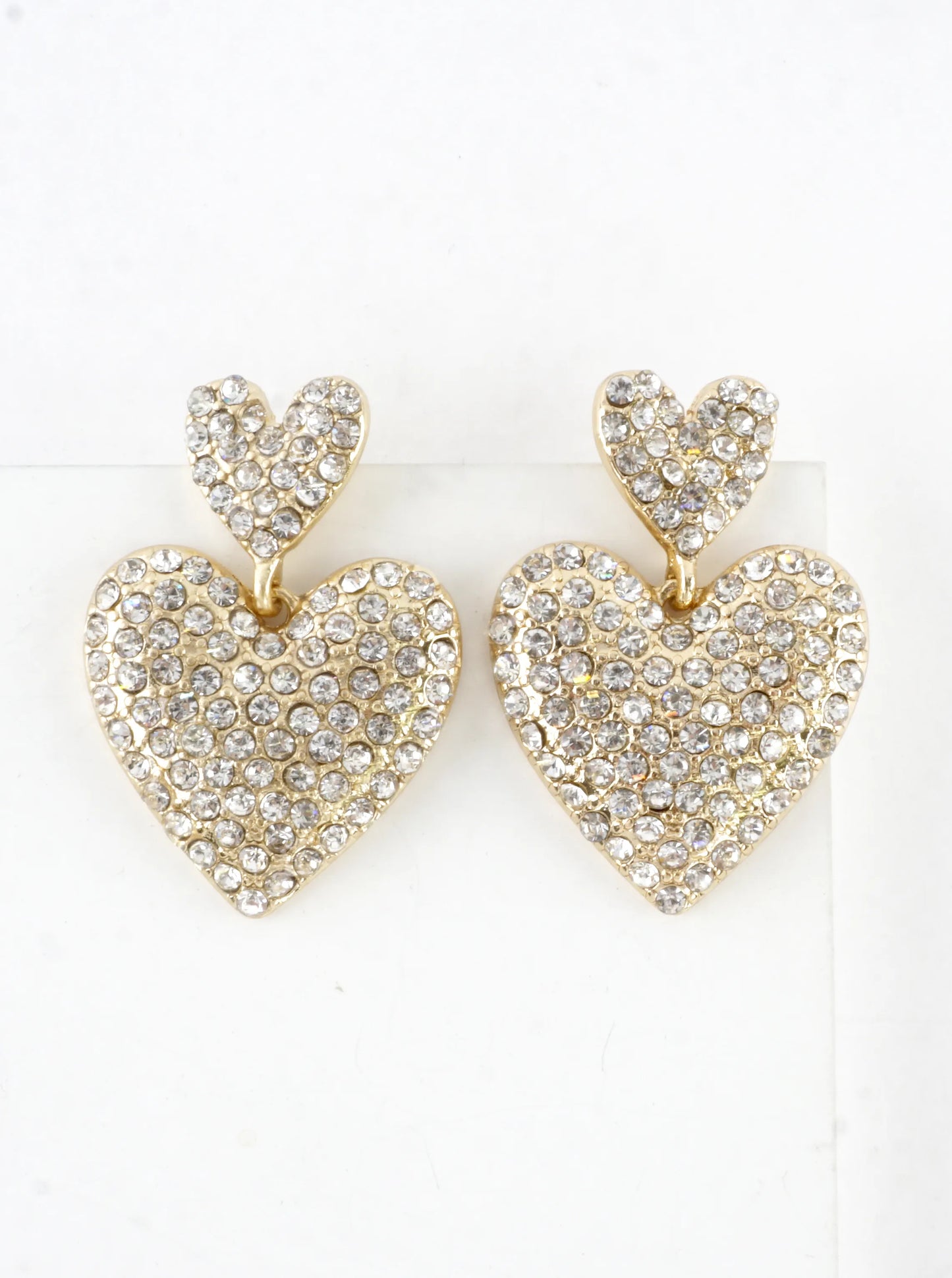 Chunky 2 Tier Crystal Pave Dangle Drop Earrings