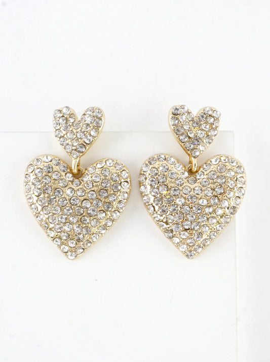 Chunky 2 Tier Crystal Pave Dangle Drop Earrings