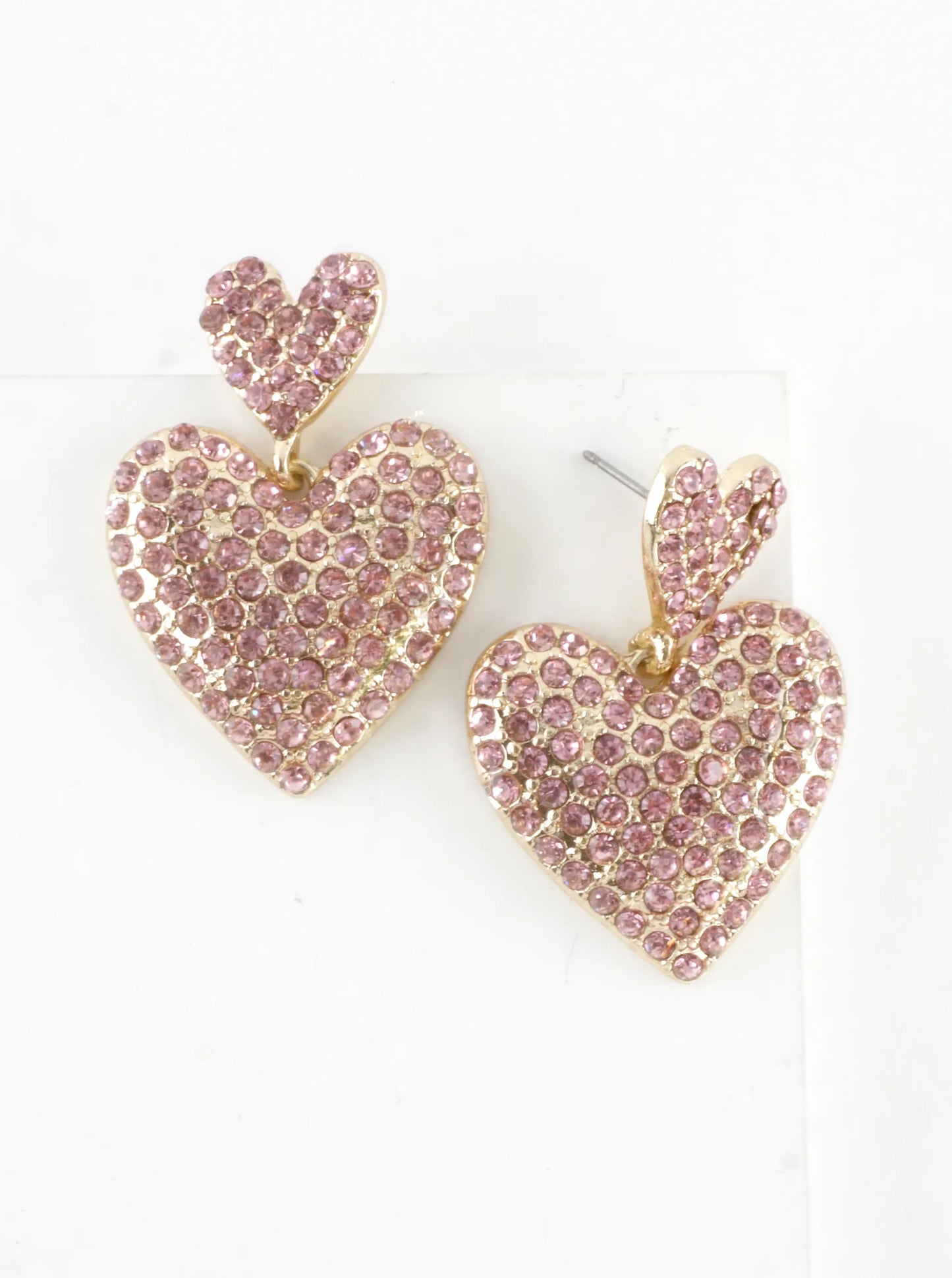 Chunky 2 Tier Crystal Pave Dangle Drop Earrings