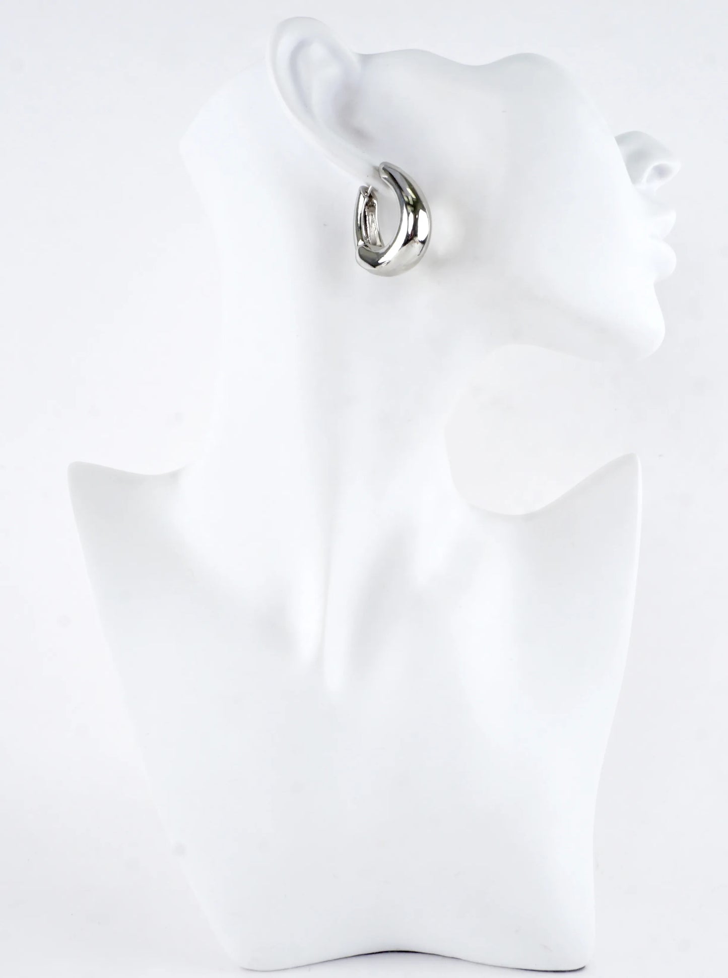 Chunky Brass Oval Huggie Hoop Earrings
