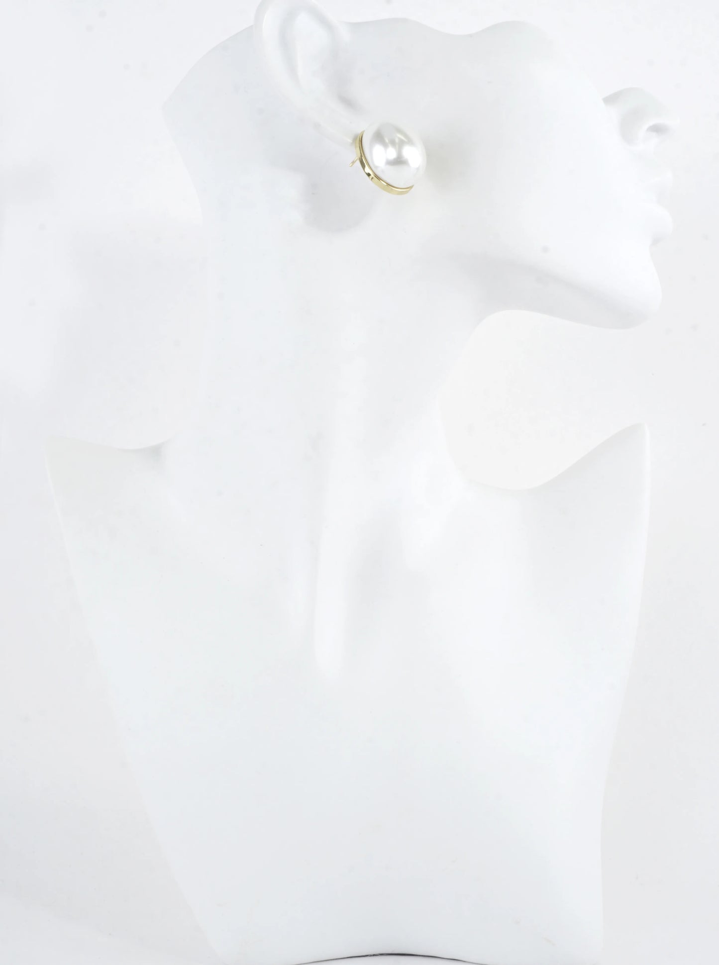 Chunky Resin Pearl Embedded Brass Post Earrings